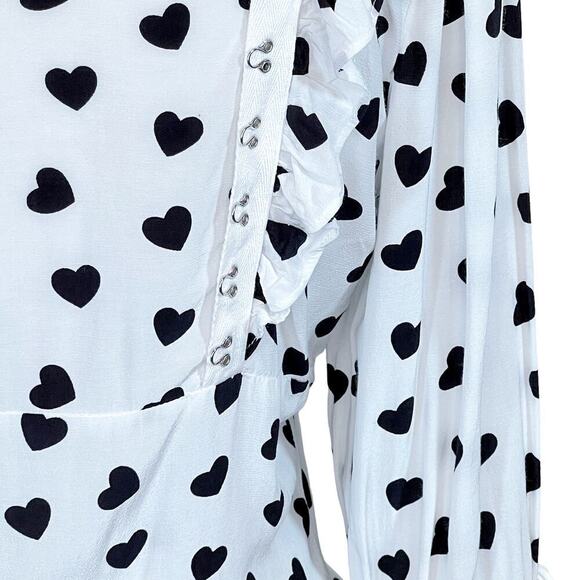 For Love and Lemons Top Heart Pattern Long Sleeve Size M - Picture 8 of 8